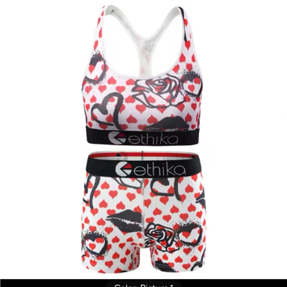 Ethika Red and Black Heart Print Set - Picture 1 of 1